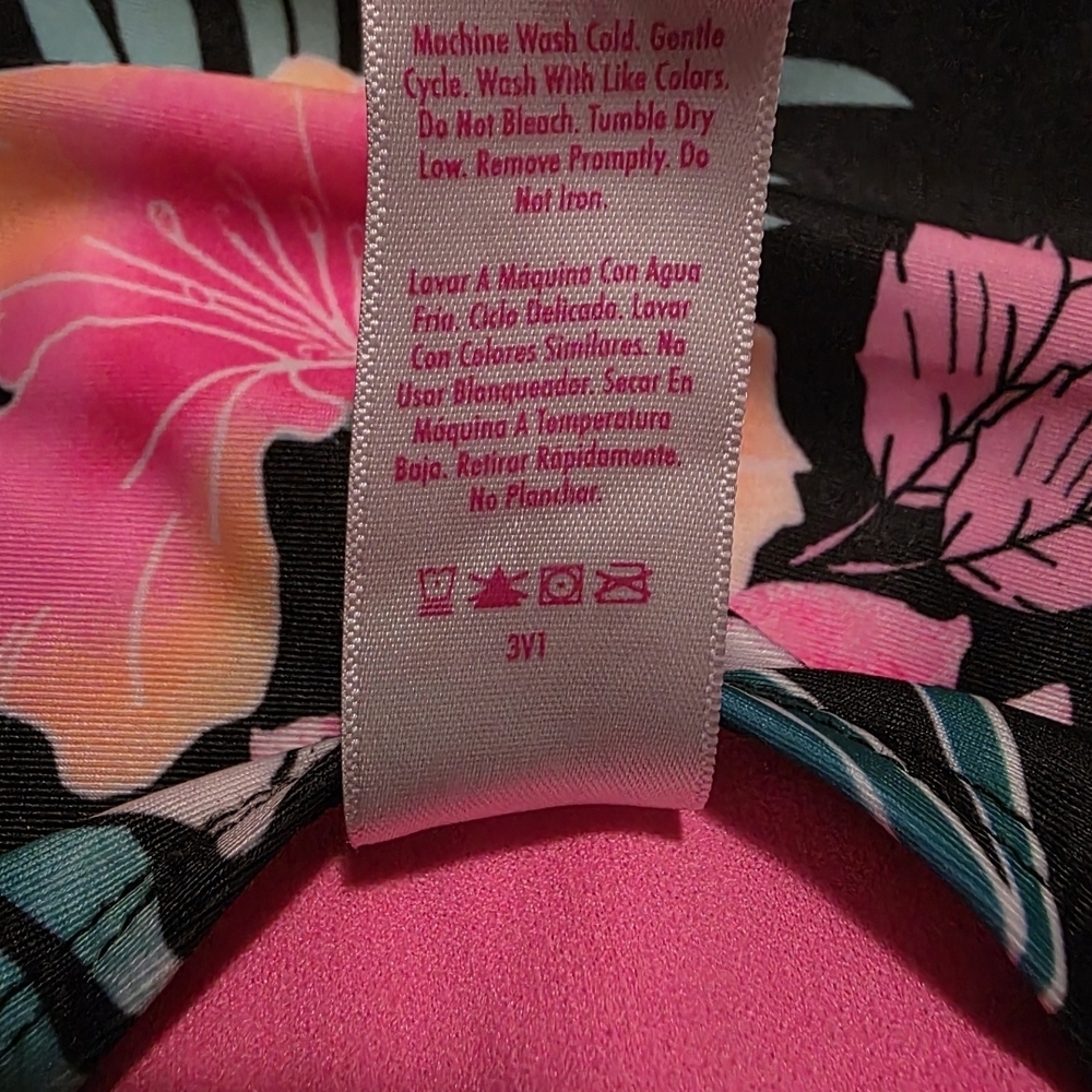 Justice Tropical Vibes One Piece Swimsuit, Black & Pink, Girls Size L (12/14) - Picture 5 of 5